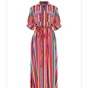 Button Down Striped Maxi Dress
